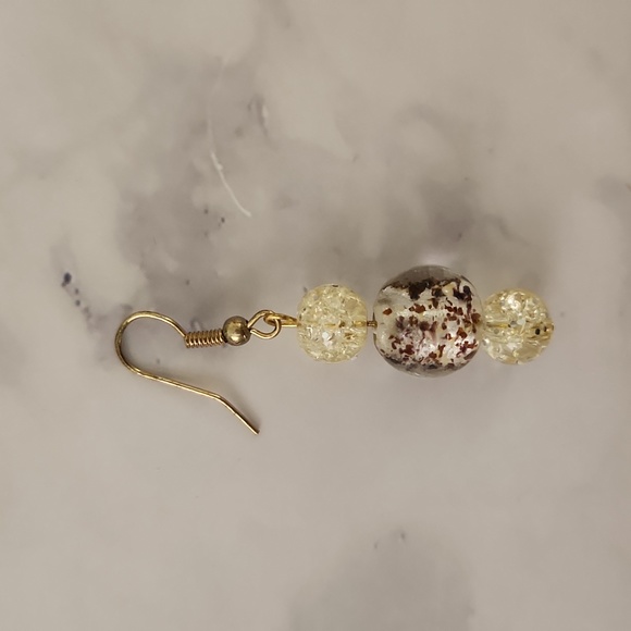 Glass Bead Earrings Gold Brown - Picture 2 of 2